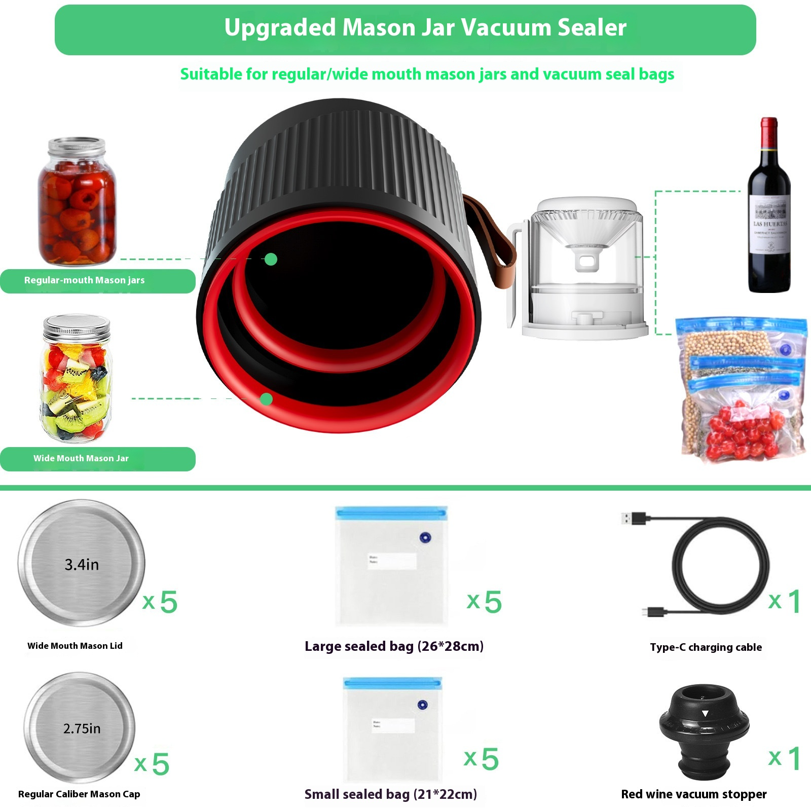 Electric Mason Jar Vacuum Sealer